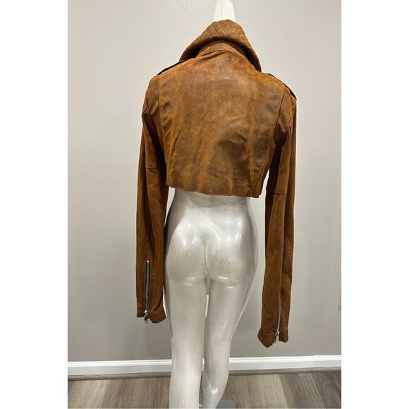 NWT LaQuan Smith Cropped leather jacket Size S $2295 - Picture 8 of 13